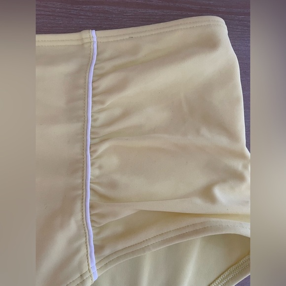 Aerie high waisted yellow, white piping bikini bottoms with side ruching;size XL - Picture 2 of 6